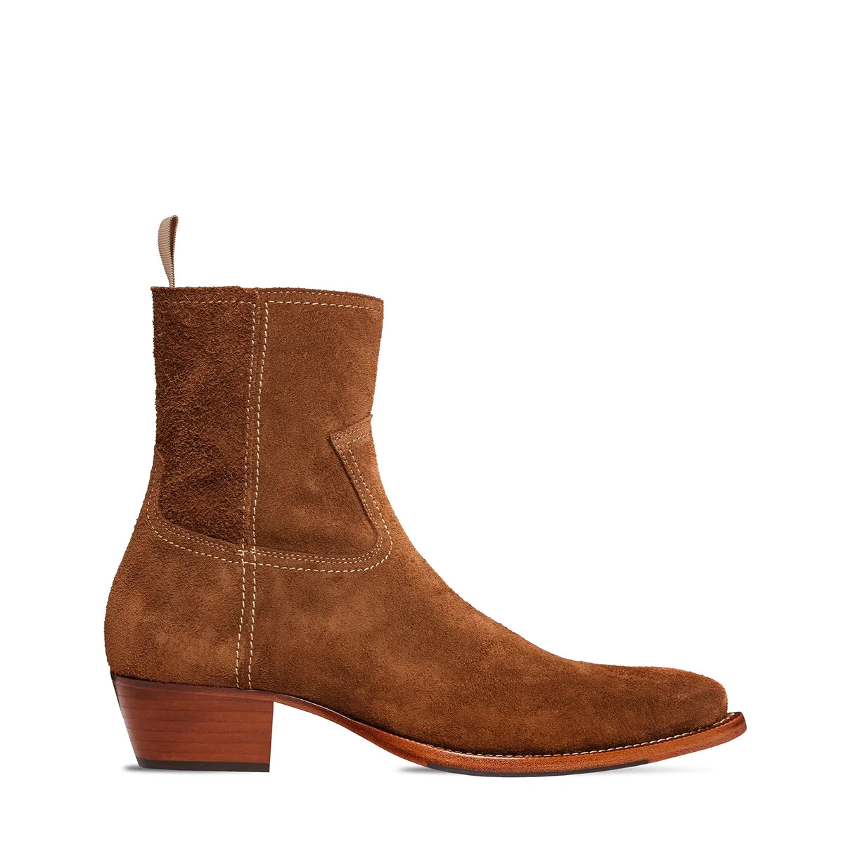 0401~8cm Suede Leather Zipped WESTERN Booties main image 0